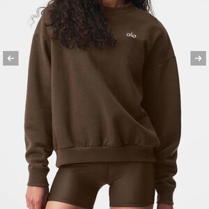 ALO Accolade Crew Neck Pullover Espresso Sweater